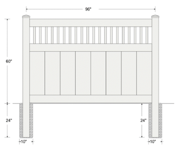 5' High Semi Privacy with accent topper