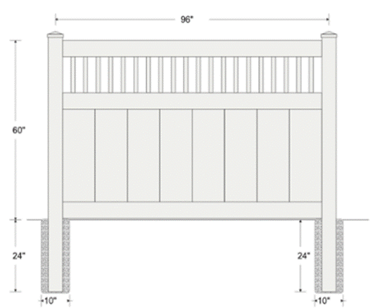 5' High Semi Privacy with accent topper