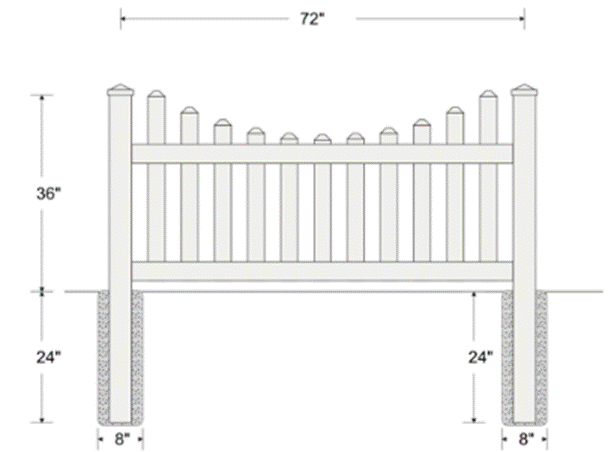 3' High Scalloped Picket Fencing - 7/8th x 3" Pickets