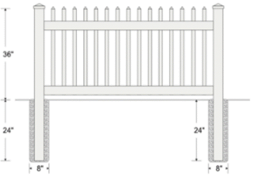 3' High Open Top Picket Fencing - 1 3/8TH Pickets