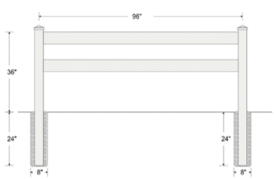 3' High 2-Rail Ranch Rail Fencing