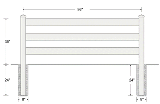 3' High 3-Rail Ranch Rail Fencing