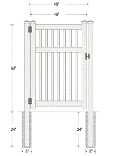 5' High Picket Fencing - 1 3/8TH Pickets