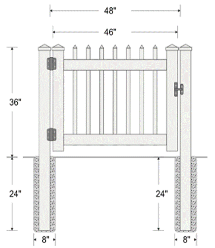 3' High Open Top Picket Fencing - 1 3/8TH Pickets